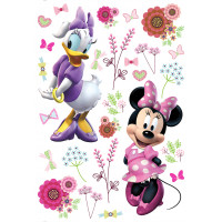 Dětská samolepka na zeď - DISNEY - Minnie a Daisy v květinách - 42,5x65 cm