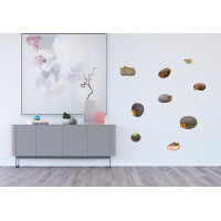 Moderní samolepka na zeď - Kameny s motýly - 42,5x65 cm