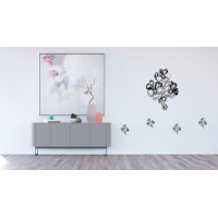 Moderní samolepka na zeď - Stříbrná kytice - 65x85 cm