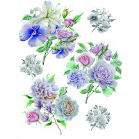Moderní samolepka na zeď - Jemné fialové květy - 65x85 cm