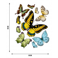 Moderní samolepka na zeď - Variace barevných motýlů - 65x85 cm