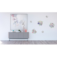 Moderní samolepka na zeď - Jemné fialové květy - 65x85 cm
