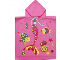 Dětská osuška s kapucí MOŘSKÁ VÍLA 60x120 cm - růžová
