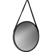 Černé závěsné kulaté zrcadlo MIRAGE 50 cm
