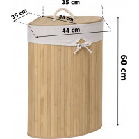 Rohový bambusový koš s víkem 60L - hnědý