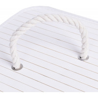 Rohový bambusový koš s víkem 60L - šedobílý