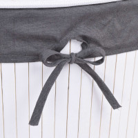 Rohový bambusový koš s víkem 60L - šedobílý