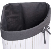 Rohový bambusový koš s víkem 60L - šedobílý