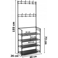 Předsíňový černý věšák se 4 policemi HANI