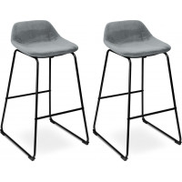 Šedá loftová barová židle SLIGO - 2 kusy