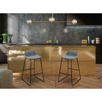 Šedá loftová barová židle SLIGO - 2 kusy