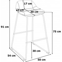 Šedá loftová barová židle SLIGO - 2 kusy