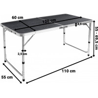 Černý campingový rozkládací stůl TRIP 120x60 cm s židlemi