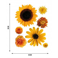 Moderní samolepka na zeď - Žluté květy a slunečnice - 65x85 cm