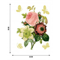 Moderní samolepka na zeď - Francouzské růže a zlatí motýlci - 65x85 cm