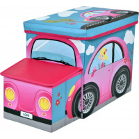 Skládací taburet / koš na hračky Růžové auto