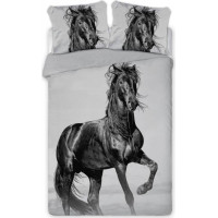 Bavlněné povlečení HORSES exclusive - černý kůň - 160x200 cm