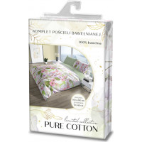 Bavlněné povlečení PURE COTTON bílé/zelené - 160x200 cm