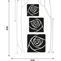 Moderní samolepka na zeď - Černé abstraktní růže - 65x85 cm