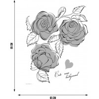 Moderní samolepka na zeď - Černo-bílé růže - 65x85 cm
