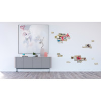Moderní samolepka na zeď - Cihly a květiny - 65x85 cm