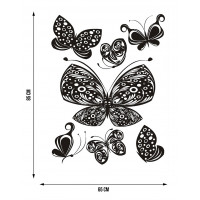 Moderní samolepka na zeď - Černí kreslení motýli - 65x85 cm