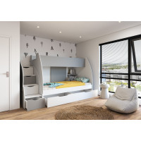 Dětská patrová postel MARTIN - 200x80 cm - bílá/šedá