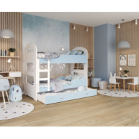 Dětská patrová postel Dominik se šuplíkem MODRÁ - 160x80 cm