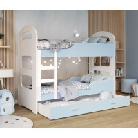 Dětská patrová postel Dominik se šuplíkem MODRÁ - 190x80 cm