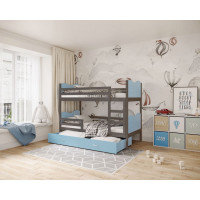 Dětská patrová postel se šuplíkem MAX R - 190x80 cm - modro-šedá - vláček
