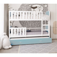 Dětská patrová postel s přistýlkou TAMI Q - 200x90 cm - modro-bílá