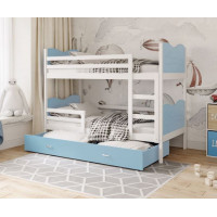 Dětská patrová postel se šuplíkem MAX R - 160x80 cm - modro-bílá - vláček