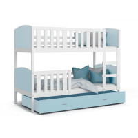 Dětská patrová postel se šuplíkem TAMI Q - 190x80 cm - modro-bílá