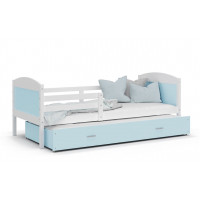 Dětská postel s přistýlkou MATTEO 2 - 200x90 cm - modro-bílá