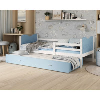 Dětská postel s přistýlkou MAX W - 200x90 cm - modro-bílá - vláček
