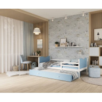 Dětská postel s přistýlkou MAX W - 190x80 cm - modro-bílá - vláček