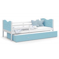 Dětská postel s přistýlkou MAX W - 200x90 cm - modro-bílá - vláček