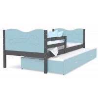 Dětská postel s přistýlkou MAX W - 190x80 cm - modro-šedá - vláček