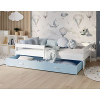 Dětská postel se šuplíkem HUGO V - 160x80 cm - modro-bílá