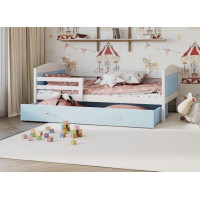 Dětská postel se šuplíkem MATTEO - 160x80 cm - modro-bílá