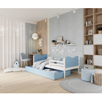 Dětská postel se šuplíkem MAX S - 200x90 cm - modro-bílá - vláček