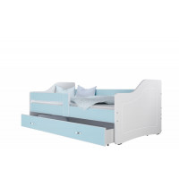 Dětská postel se šuplíkem SWEET - 140x80 cm - modro-bílá