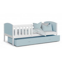 Dětská postel se šuplíkem TAMI R - 160x80 cm - modro-bílá