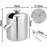 Stříbrný kbelík na led s kleštěmi 1,3l FACUNDO