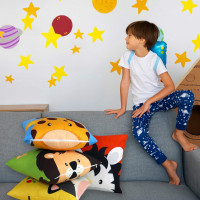 Polštář SAFARI VELVET Žirafa 40x40 cm - modrý