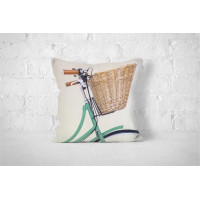 Povlak na polštář VINTAGE BIKE 45x45 cm - Zelené kolo