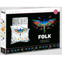 Bavlněné povlečení Renforcé FOLK Duhoví ptáčci - bílé/multicolor - 160x200 cm