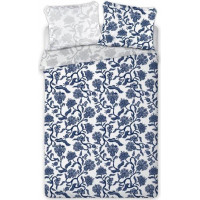 Bavlněné povlečení ELEGANT Flower - modré/ bílé - 160x200 cm + 2x 70x80 cm