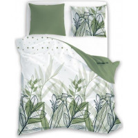 Bavlněné povlečení TRENDY Byliny - bílé/zelené - 220x200 cm + 2x 70x80 cm