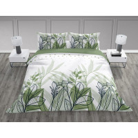 Bavlněné povlečení TRENDY Byliny - bílé/zelené - 220x200 cm + 2x 70x80 cm